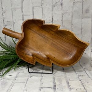 Mahogany Hand Carved Leaf Bowl from Haiti by Harry's Wood & Craft Co. Tropical
